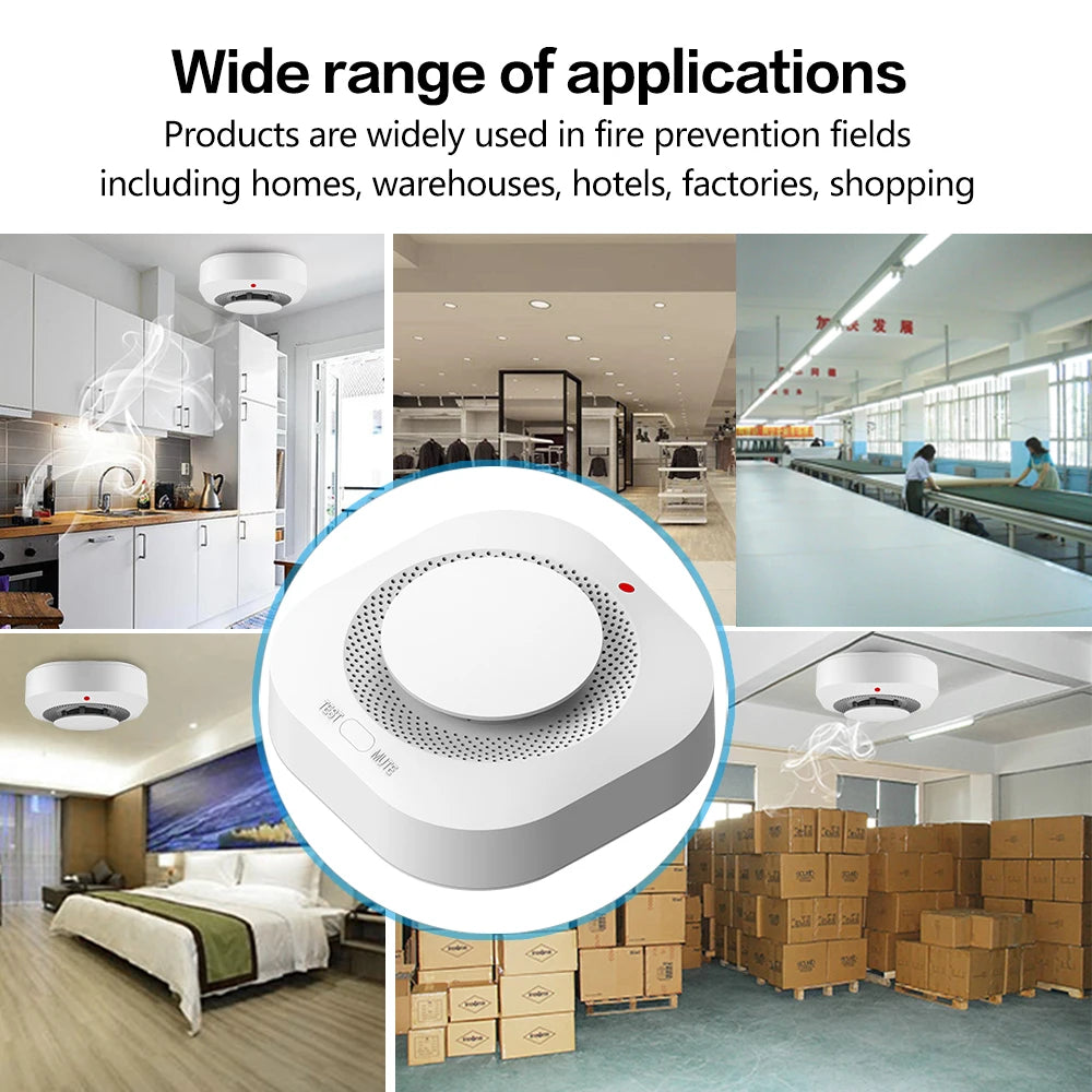 كاشف دخان Tuya WiFi Zigbee، كاشف حريق ذكي لأمان المنزل من الحرائق، تنبيهات طوارئ، كاشف دخان لاسلكي مترابط