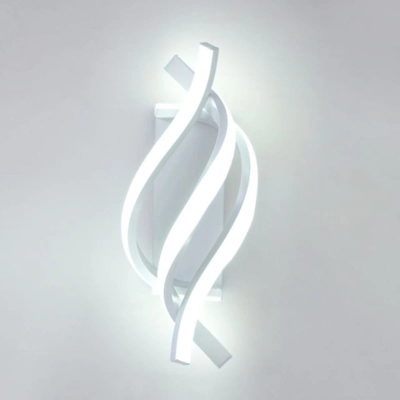 مصباح حائط LED بتصميم حلزوني منحني لغرفة النوم بجانب السرير، للممرات، غرف المعيشة، السلالم، إضاءة الممرات، ديكور منزلي.
