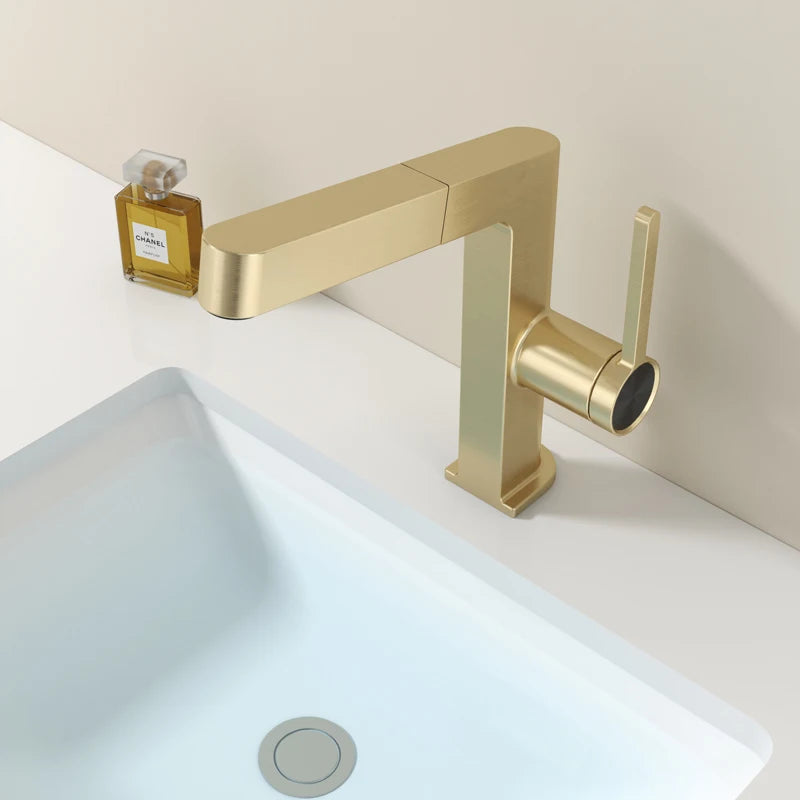 Intelligent Digital Display LED Basin Faucet Pull Out Rose Gold Lead Free Water Mixer Sink Tap Bathroom Washbasin Vanity Faucet