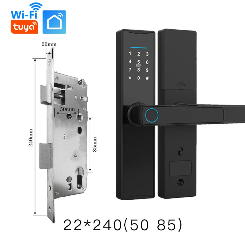 Smart Door Lock With WiFi Tuya APP Digital Electronic Lock Wooden Door Lock Biometric Fingerprint Smart Home Remote Unlocking