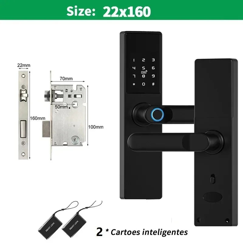Tuya Smart Life APP Remote Control Lock, Smart Door Fingerprint Password Lock, Keyless Entry, Security Handle Fingerprint Hang