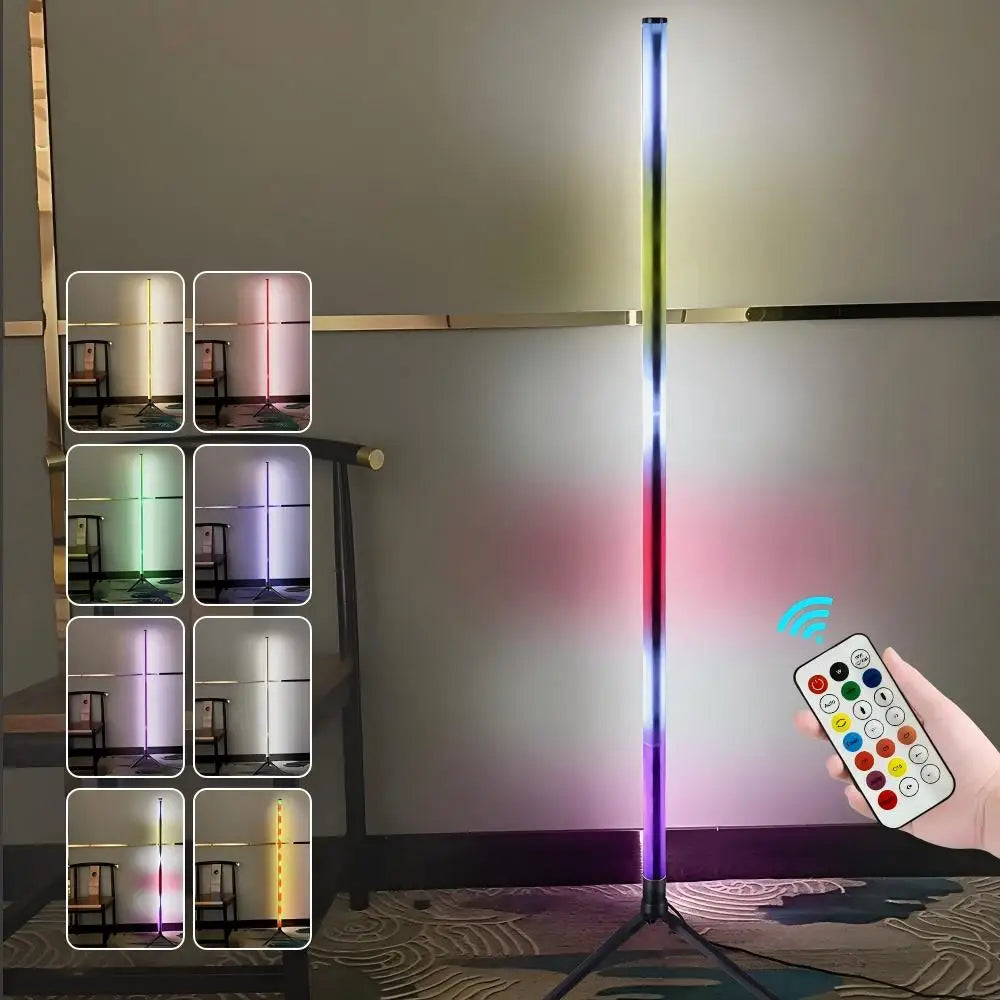 APP Control Smart Corner Floor Lamp Standing Light for Living Room Work With Remote Music Sync 16 Million Color Change 120CM