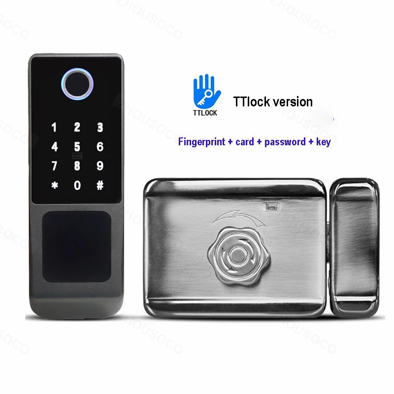 Tuya Wifi Smart Lock Outdoor Waterproof Fingerprint Biometric Digital LockTTLock App Card Keyless Electronic Smart Door Lock