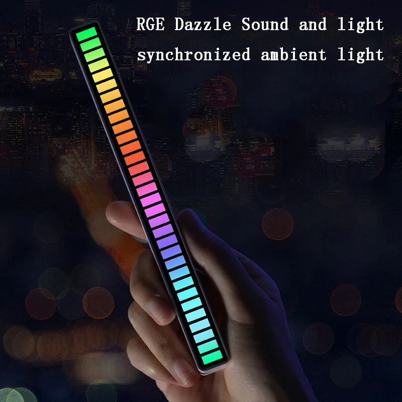 شريط إضاءة LED للتحكم الصوتي بتقنية RGB، ضوء إيقاعي متزامن، إضاءة محيطة موسيقية ملونة رائعة للإنترنت، لديكور السيارات الداخلية والحانات.