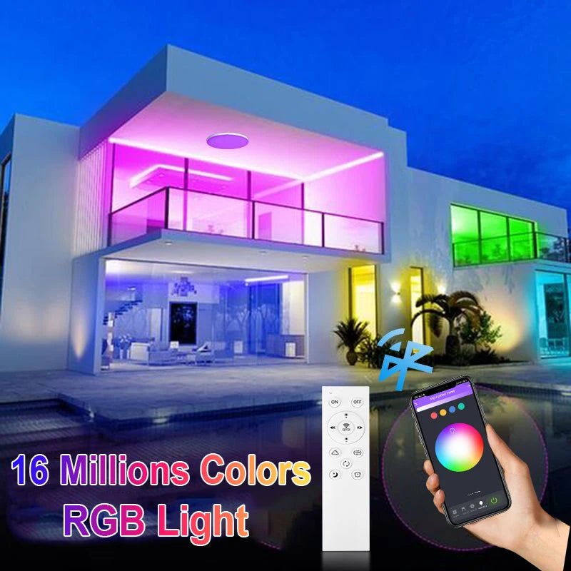 RGB مصباح سقف ذكي LED بقدرة 24 وات 40 وات مصابيح ليد RGB مصباح سقف تطبيق TUYA بلوتوث WIFI لديكور المنزل وغرفة النوم وغرفة المعيشة