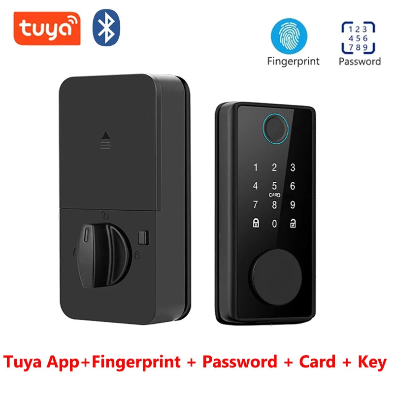 قفل باب ذكي Tuya WiFi، دخول بدون مفتاح، بصمة إصبع، قفل رقمي إلكتروني، فتح عن طريق تطبيق TTlock/كلمة مرور/بطاقة IC للأبواب الخشبية