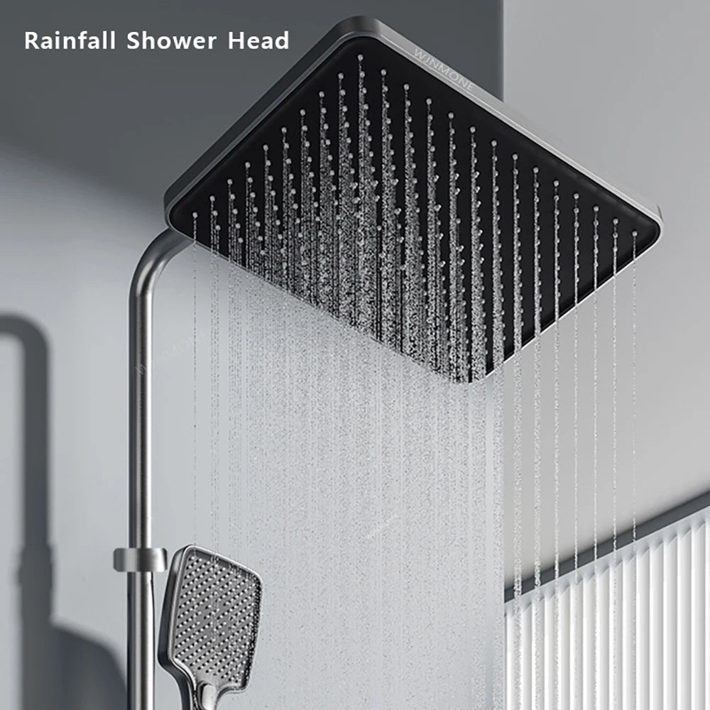 Modern Smart Digital Display Shower Set Hot Cold Water Mixer Bathroom Faucet Rainfall Bathtub Complete Pressurize Showers System