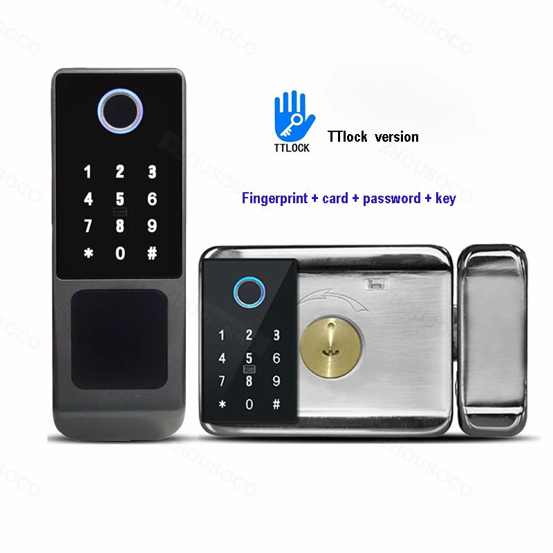 Tuya Wifi Smart Lock Outdoor Waterproof Fingerprint Biometric Digital LockTTLock App Card Keyless Electronic Smart Door Lock