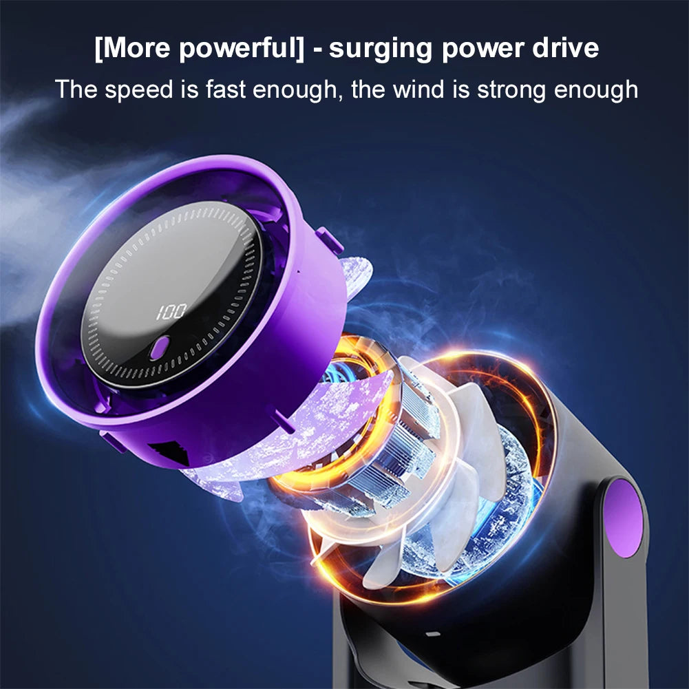 مروحة كهربائية ذكية 100 سرعة بدون شفرات، مروحة بدون شفرات، شحن USB، مروحة طاولة صامتة للمكتب والتخييم مثبتة على الحائط، مكيف هواء