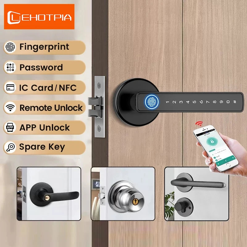 قفل باب تويا سمارت ببصمة الإصبع TT Lock، قفل إلكتروني بكلمة مرور/مفتاح/بطاقة/تطبيق Tuya لفتح الباب، حماية منزلية، تحكم ذكي في الحياة