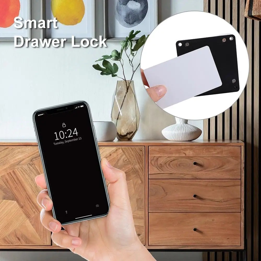 قفل درج إلكتروني ذكي، قفل ذكي مخفي ببطاقة IC، قفل RFID ذكي، مريح وسهل التركيب، قفل خزانة مخفي بباب مزدوج