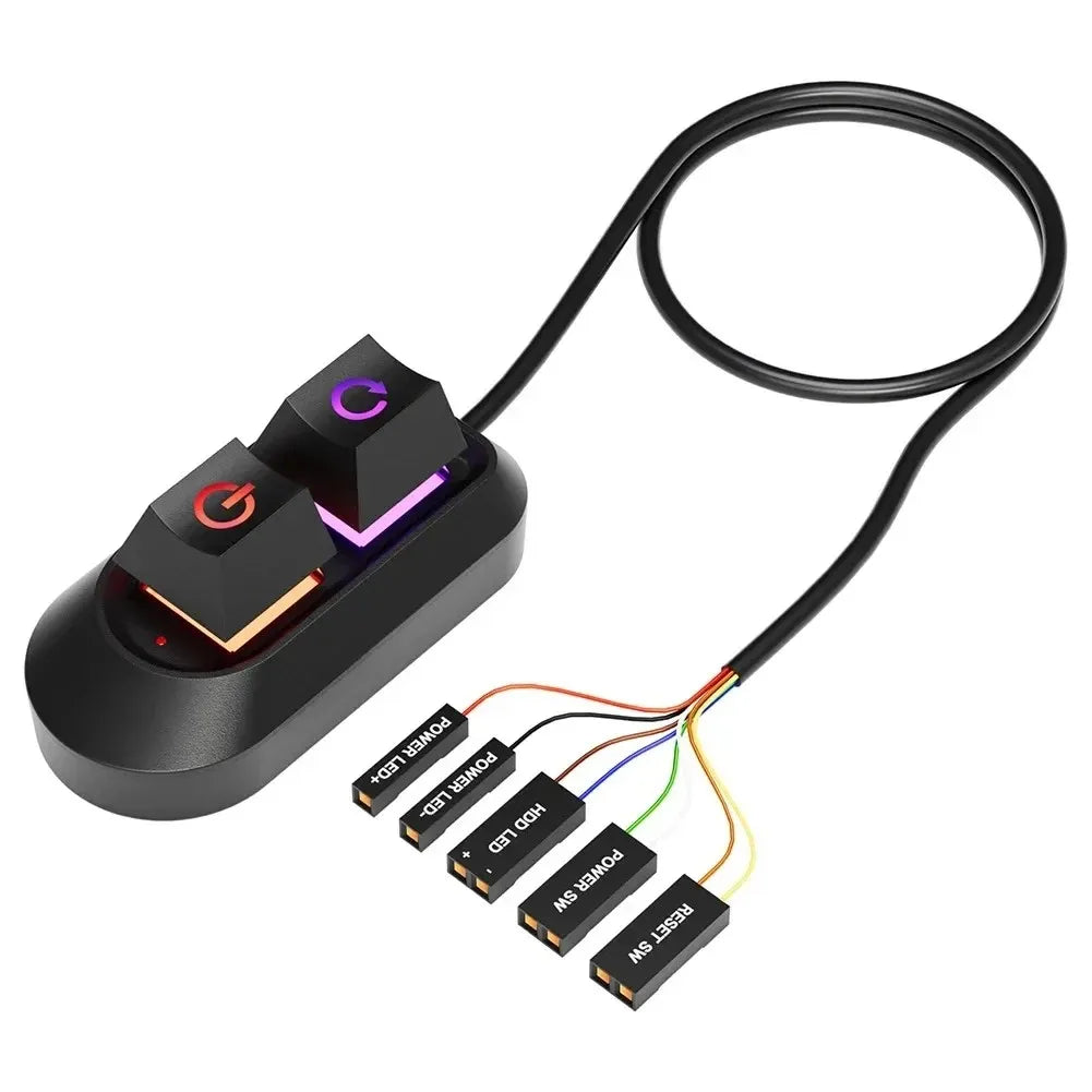 RGB LED Lights Computer Desktop Switch 2M PC Motherboard External Start Power On/Off And Reset Button Extension Cable Key Switch