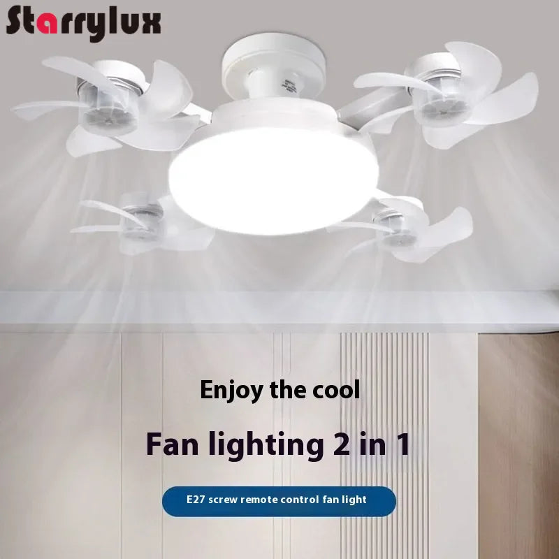 مصباح مروحة ذكي صامت LED مع برغي E27 إبداعي بثلاث/أربع/خمس رؤوس للتحكم عن بعد بثلاث سرعات قابل للتعديل للمنزل وغرفة المعيشة وغرفة النوم