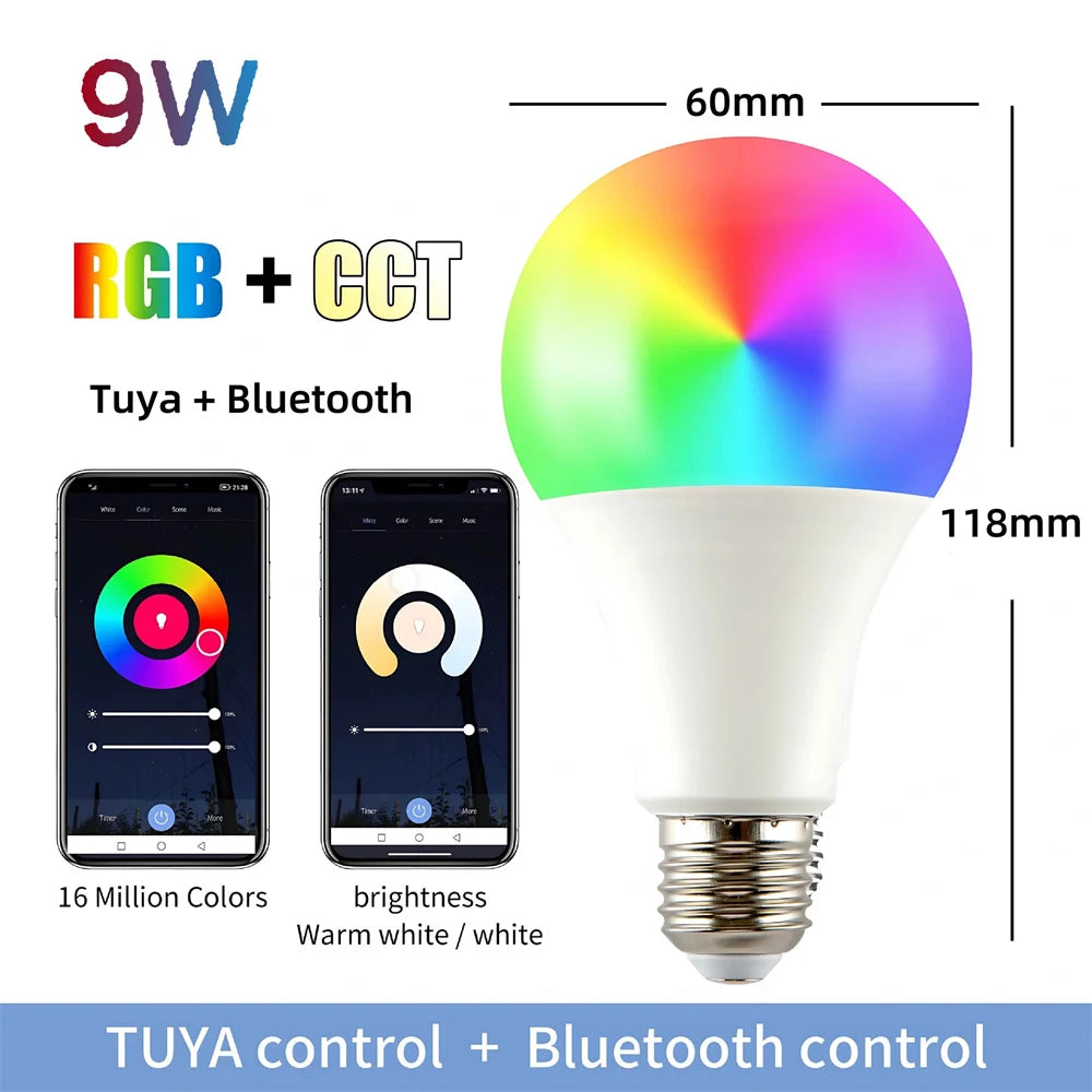 لمبة LED ذكية واي فاي RGB بالتحكم الصوتي وعبر التطبيق، مؤقت عمل مع المنزل، لمبة إضاءة قابلة للتعتيم لديكور المنزل