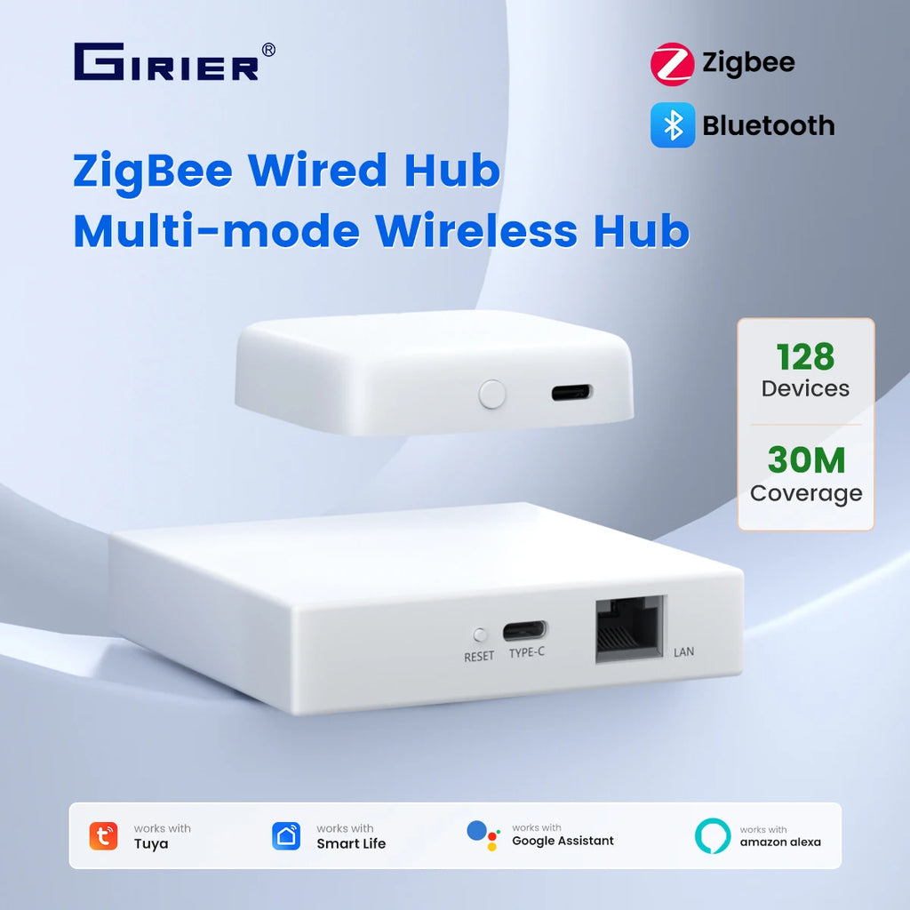 GIRIER Tuya ZigBee 3.0 سلكي، محور البوابة الذكي، متعدد الأوضاع، جسر بلوتوث لاسلكي، لنظام أتمتة المنزل وشبكات Mesh