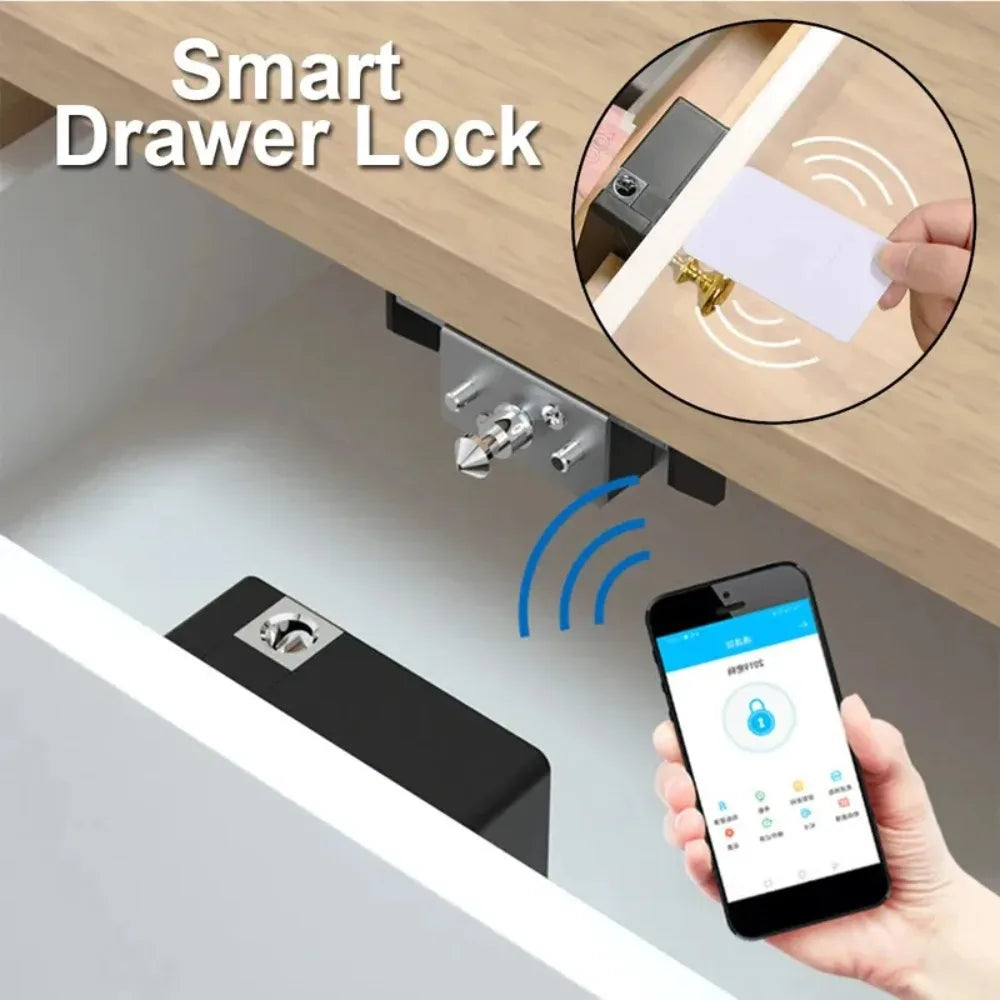 قفل درج إلكتروني ذكي، قفل ذكي مخفي ببطاقة IC، قفل RFID ذكي، مريح وسهل التركيب، قفل خزانة مخفي بباب مزدوج