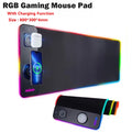 وسادة لوحة مفاتيح وماوس RGB مع شحن لاسلكي، وسادات كبيرة لهاتف الألعاب، لوحة ماوس، مكتب كمبيوتر مكتبي، كمبيوتر محمول، حصيرة طبق