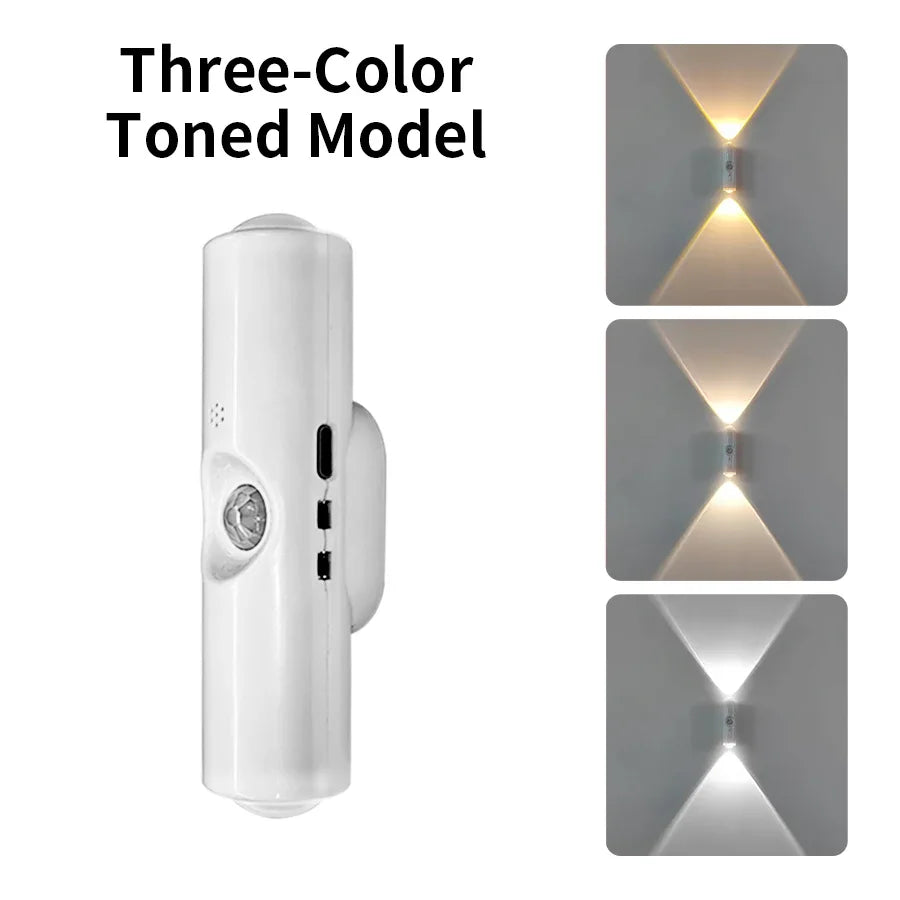 مصباح ليلي LED بمستشعر حركة يغير الألوان RGB، مصباح حائط لاسلكي قابل لإعادة الشحن، مصباح غروب الشمس مغناطيسي لغرفة النوم وغرفة المعيشة