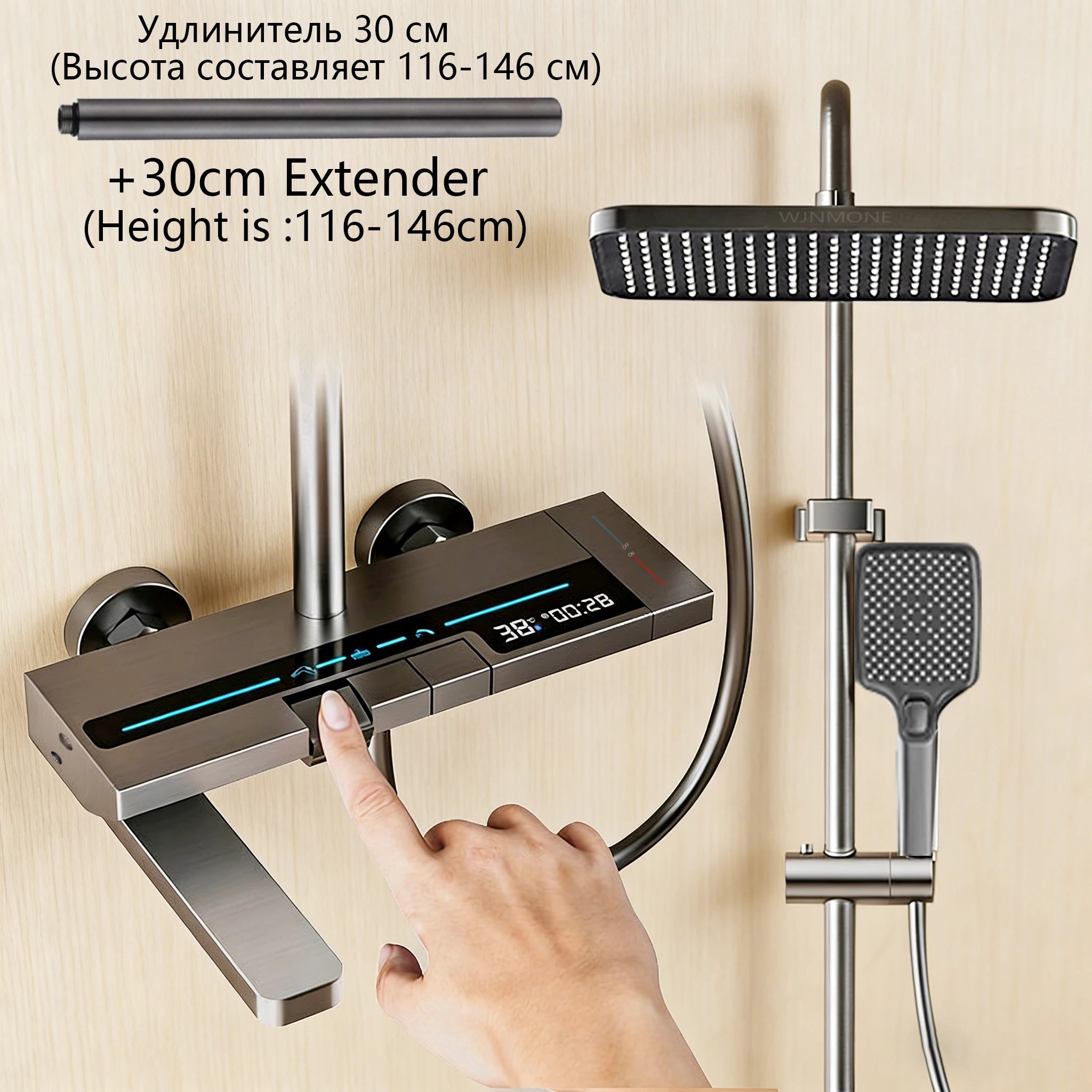 Modern Smart Digital Display Shower Set Hot Cold Water Mixer Bathroom Faucet Rainfall Bathtub Complete Pressurize Showers System