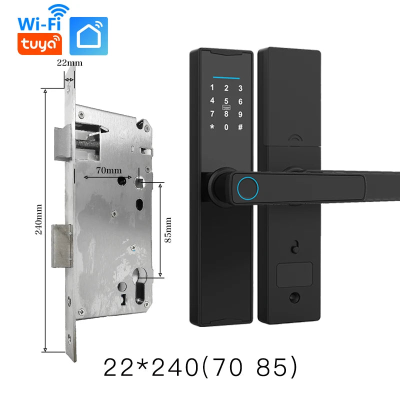 Smart Door Lock With WiFi Tuya APP Digital Electronic Lock Wooden Door Lock Biometric Fingerprint Smart Home Remote Unlocking