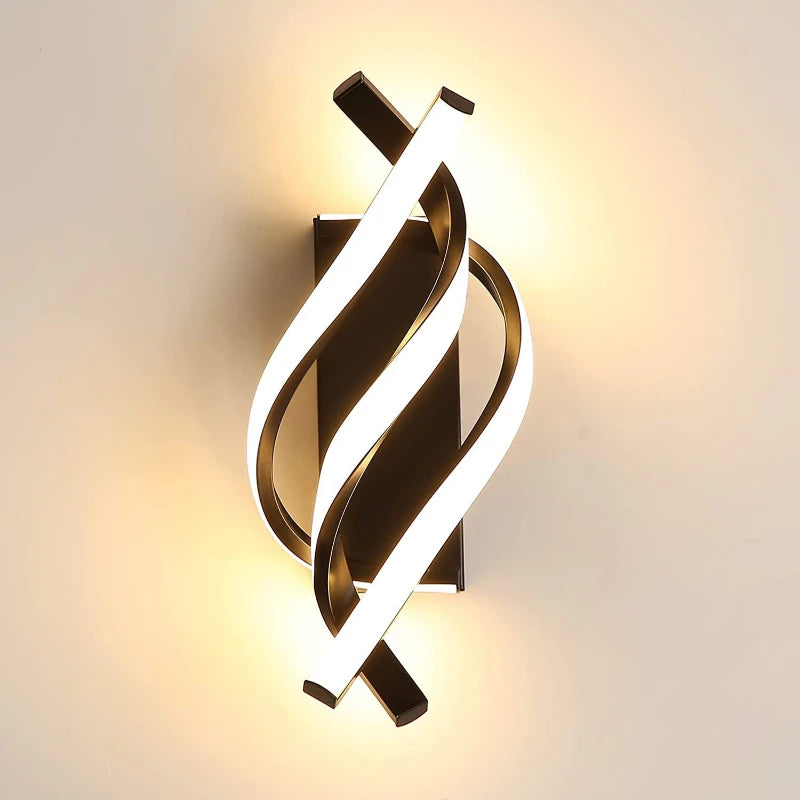 Curved Spiral Design LED Wall Lamp for Bedroom Bedside Corridor Living Room Staircase Corridor Lighting Fixture Home Decor Light
