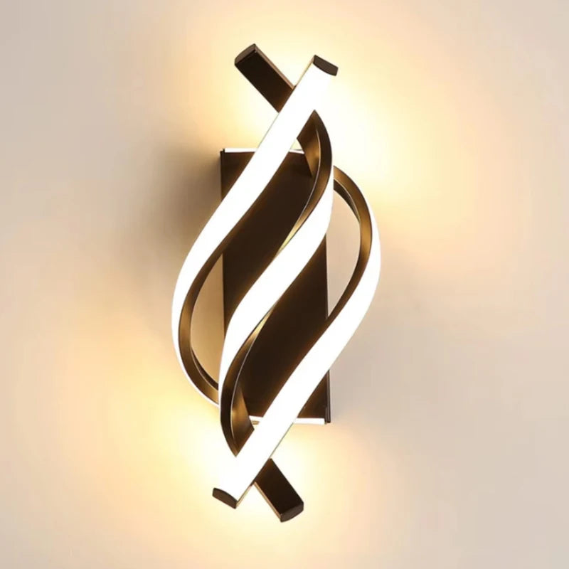مصباح حائط LED بتصميم حلزوني منحني لغرفة النوم بجانب السرير، للممرات، غرف المعيشة، السلالم، إضاءة الممرات، ديكور منزلي.