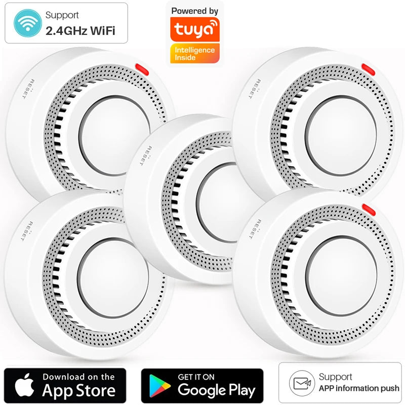 Wifi Smoke Detector Sensor Wireless Fire Protection Smoke Alarm High Sensitivity Safety Prevention Sensor 80DB Work with tuya