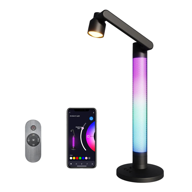 Smart Reading Table Lamp Tuya RGB Atmosphere Lamp Bedside Night Light Remote Control Voice Desk Lamp for Bedroom Study Decorate