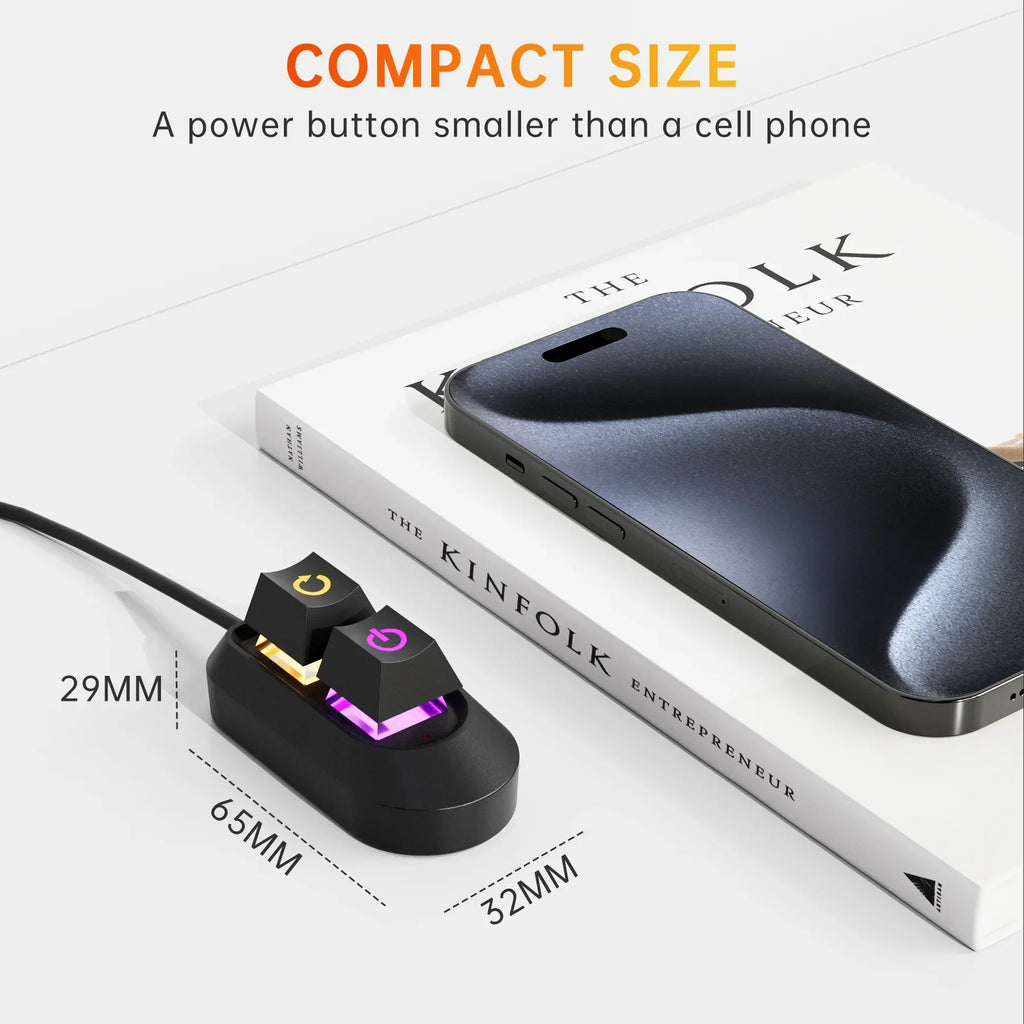 مفتاح تشغيل إيقاف تشغيل الكمبيوتر المكتبي بضوء RGB LED بطول 2 متر، وزر إعادة الضبط الخارجي للوحة الأم للكمبيوتر، وكابل تمديد مفتاح التشغيل
