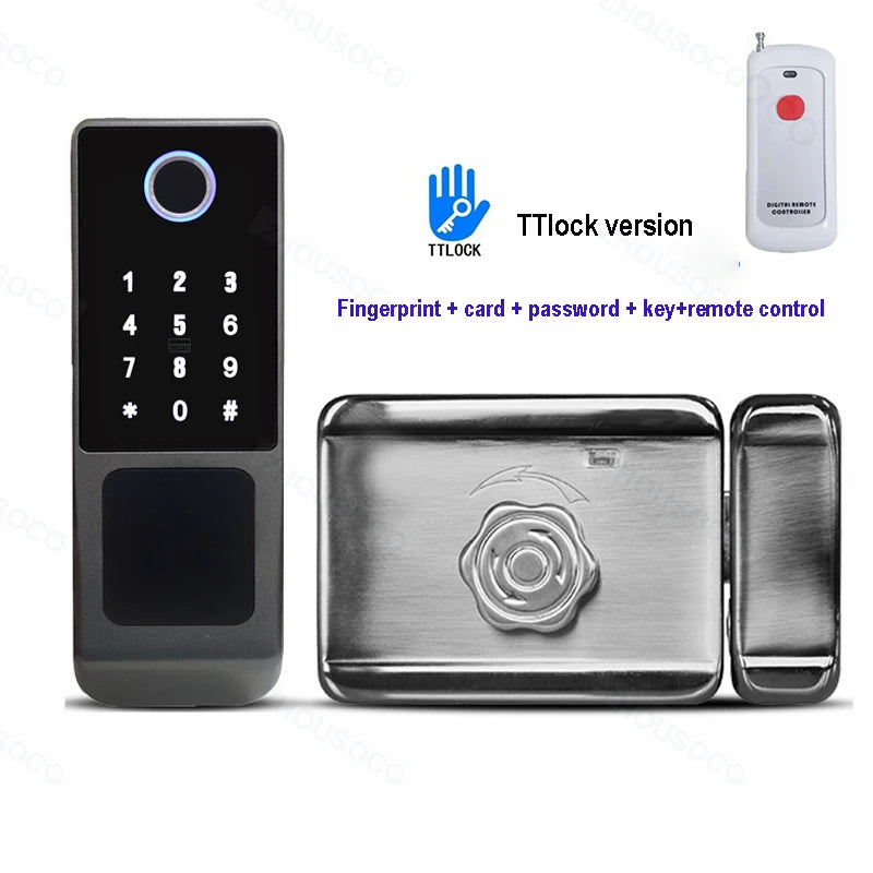 Tuya Wifi Smart Lock Outdoor Waterproof Fingerprint Biometric Digital LockTTLock App Card Keyless Electronic Smart Door Lock