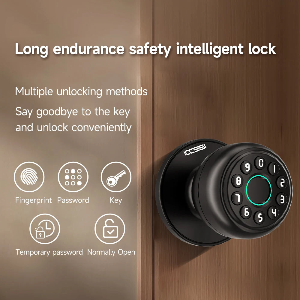 Smart door lock four in one fingerprint password IC card Tuya APP remote unlocking mechanical key suitable for home apartments