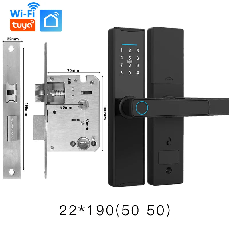 Smart Door Lock With WiFi Tuya APP Digital Electronic Lock Wooden Door Lock Biometric Fingerprint Smart Home Remote Unlocking