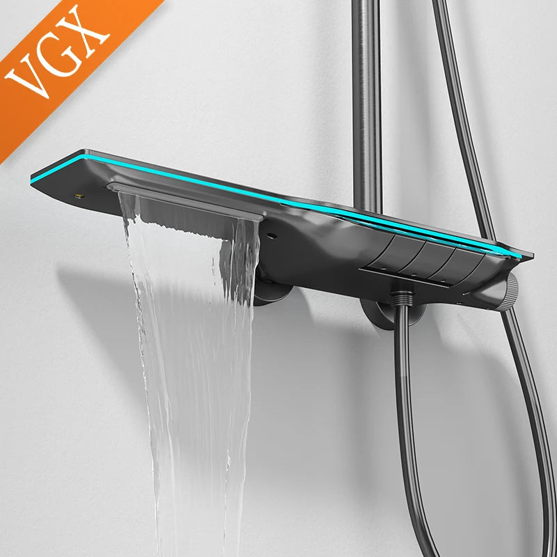 VGX Thermostatic Shower Faucet Intelligent Digital Bathroom Shower Faucet Temperature Display Mixer
