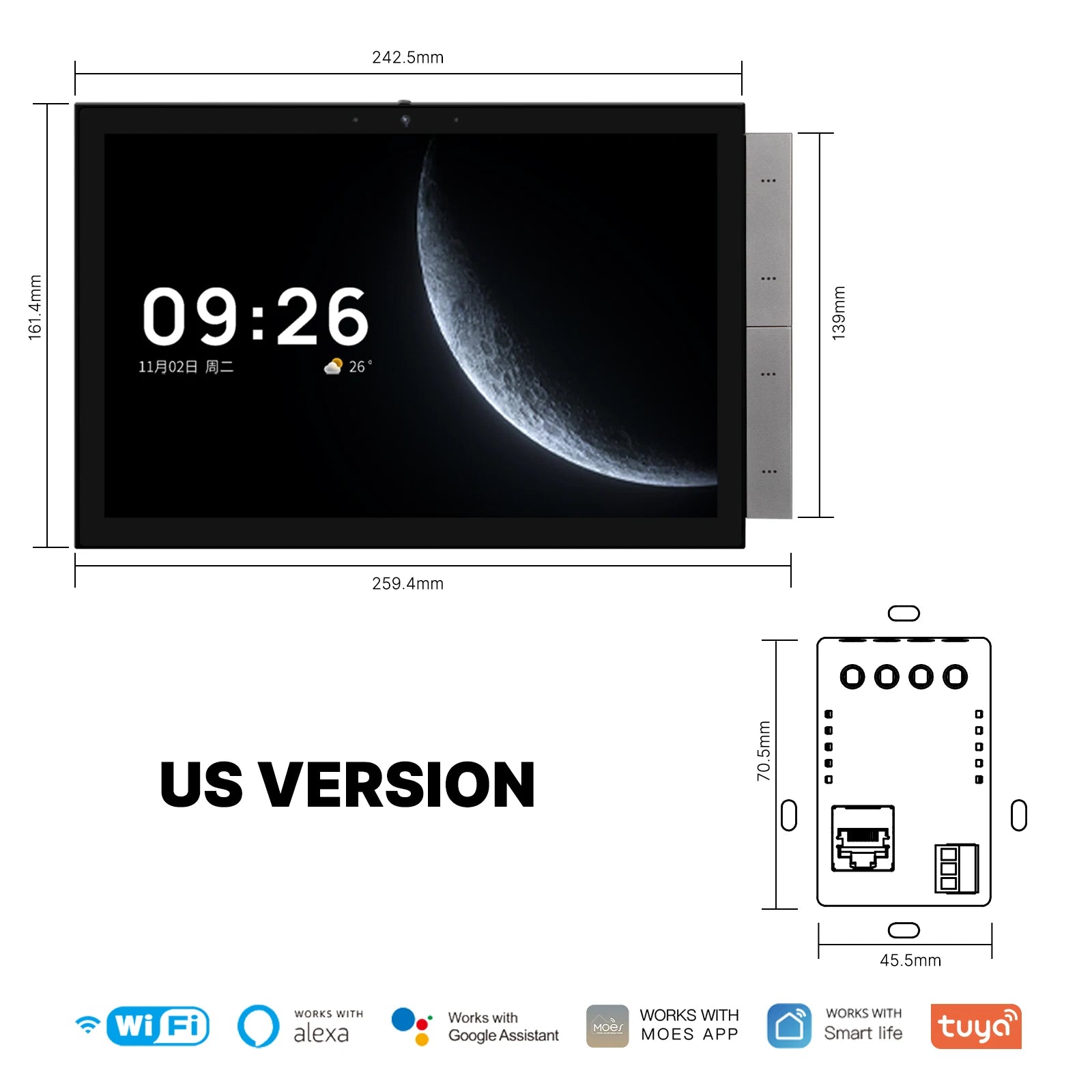 Tuya Smart Home Controls Panel 10.1 inch Touch Screen with Bluetooth Zigbee Gateway Android 11 Multi-function Relay Scene switch