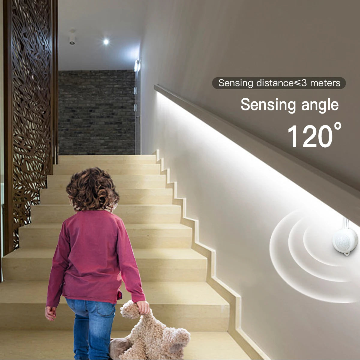 مستشعر حركة PIR ذكي فائق السطوع بتقنية COB LED شريط إضاءة نيون تشغيل/إيقاف تلقائي 320 مصباح LED/م مقاوم للماء لتزيين المطبخ والدرج وخزانة الملابس