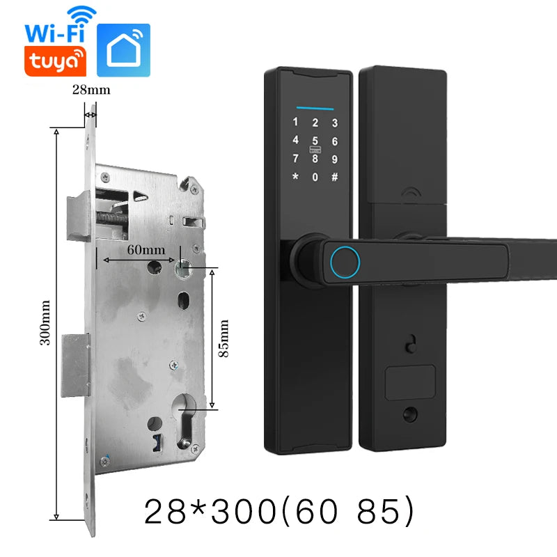 Smart Door Lock With WiFi Tuya APP Digital Electronic Lock Wooden Door Lock Biometric Fingerprint Smart Home Remote Unlocking