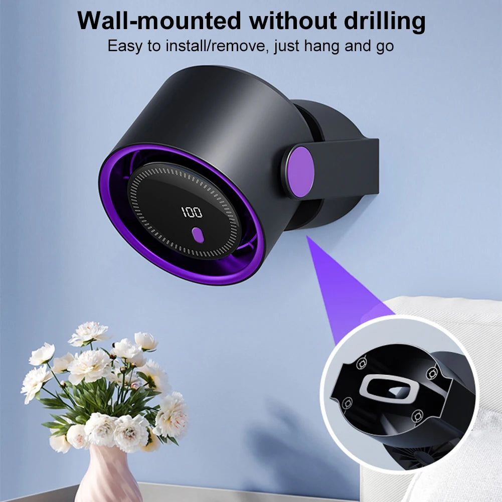 مروحة كهربائية ذكية 100 سرعة بدون شفرات، مروحة بدون شفرات، شحن USB، مروحة طاولة صامتة للمكتب والتخييم مثبتة على الحائط، مكيف هواء