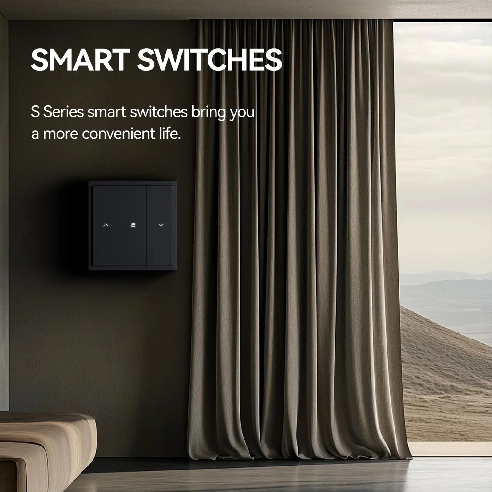 مفاتيح ستائر ذكية Zigbee من BSEED، مفتاح غالق ميكانيكي كبير الأزرار Zigbee، مفاتيح حائط ذكية TUYA، ستائر دوارة سوداء