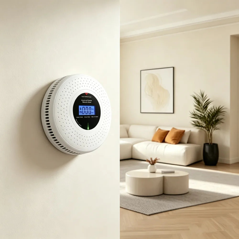 جهاز كشف الدخان وأول أكسيد الكربون الذكي 2 في 1 من TUYA WiFi مع شاشة LCD، جهاز إنذار أمان منزلي للحرائق وغاز أول أكسيد الكربون