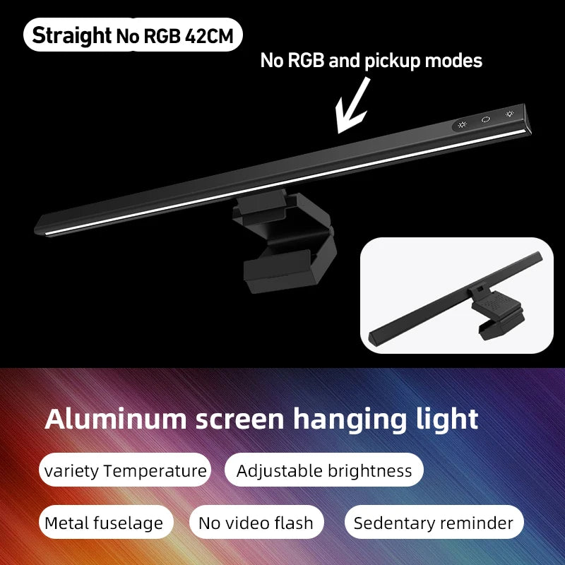 شريط إضاءة لشاشة الكمبيوتر RGB، مصابيح معلقة للشاشة بإيقاع الموسيقى، مصباح مكتبي قابل للتعتيم، إضاءة طاولة للقراءة والألعاب