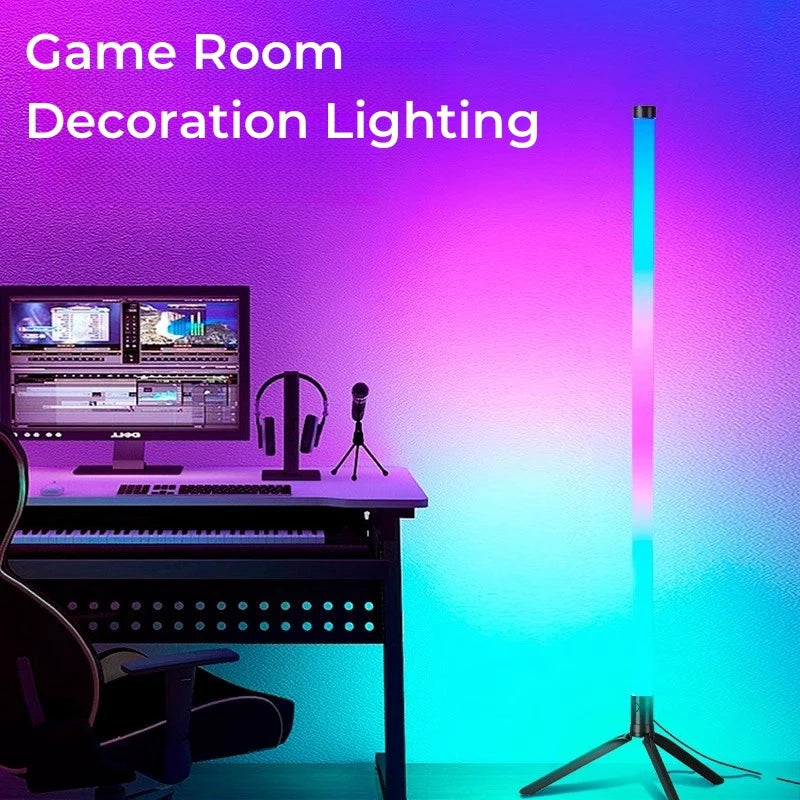 مصباح أرضي زاوية LED ذكي RGB، مصباح قدم عصري يعمل بـ USB، تحكم عن بعد بواسطة تطبيق لتزيين غرفة المعيشة بجانب السرير، إضاءة قائمة قابلة للتعتيم