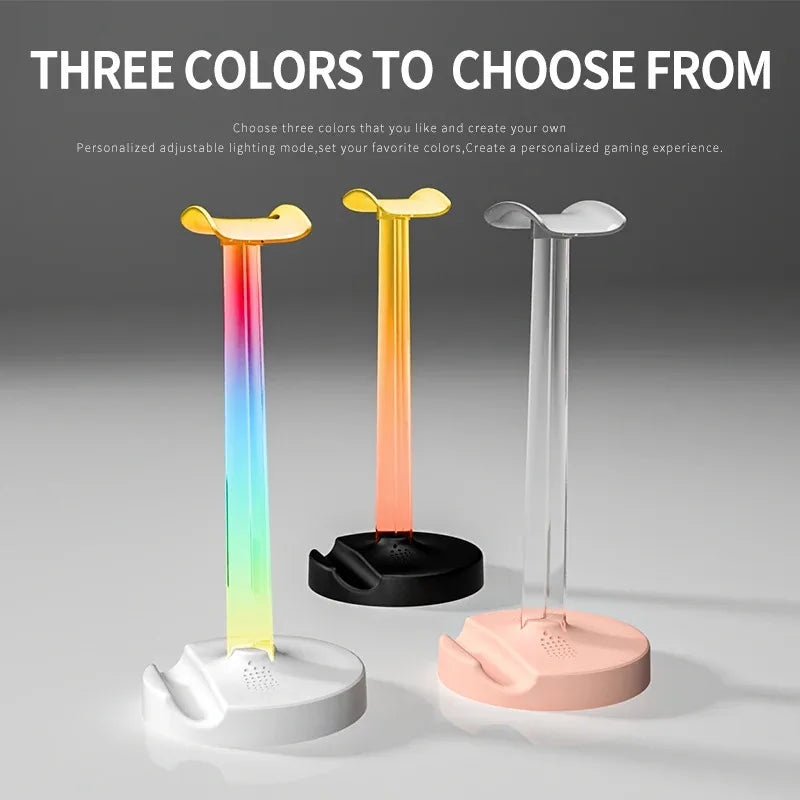 حامل سماعة رأس ألعاب RGB إضاءة محيطية لسطح المكتب - تصميم مريح، هدية مثالية للاعبي الكمبيوتر