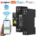 مفتاح قاطع الدائرة الكهربائية الذكي Tuya WiFi للتشغيل/الإيقاف، مؤقت، حامي إعادة التوصيل التلقائي، عداد طاقة كهروضوئي ثنائي الاتجاه