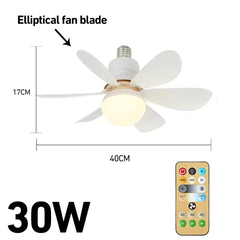Smart 2 In 1 Ceiling Fan With Remote Control Dimming Energy-saving Lighting E27 Silence Fan Lights Bedroom Living Room Kitchen
