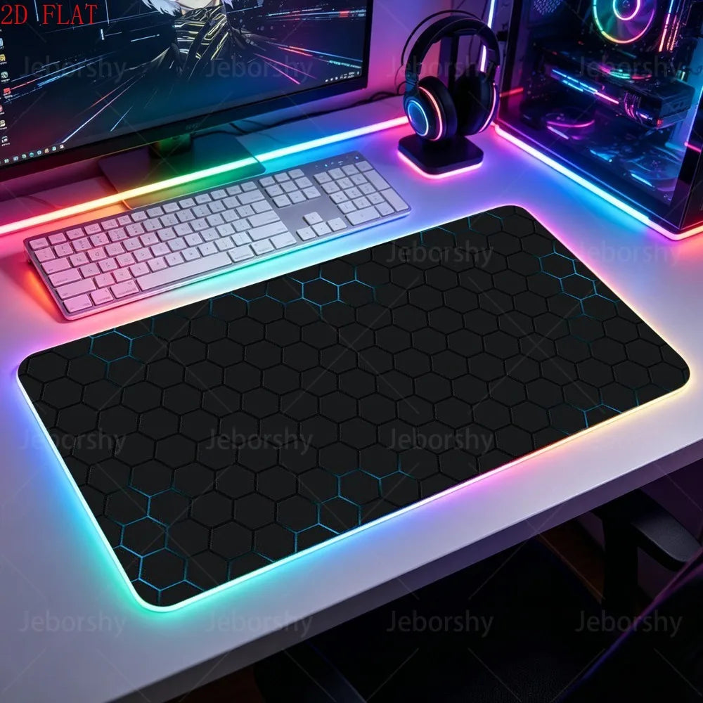 RGB Gaming Mouse Pad with LED Light, Large Hexagon Desk Mat for PC Laptop Gamer