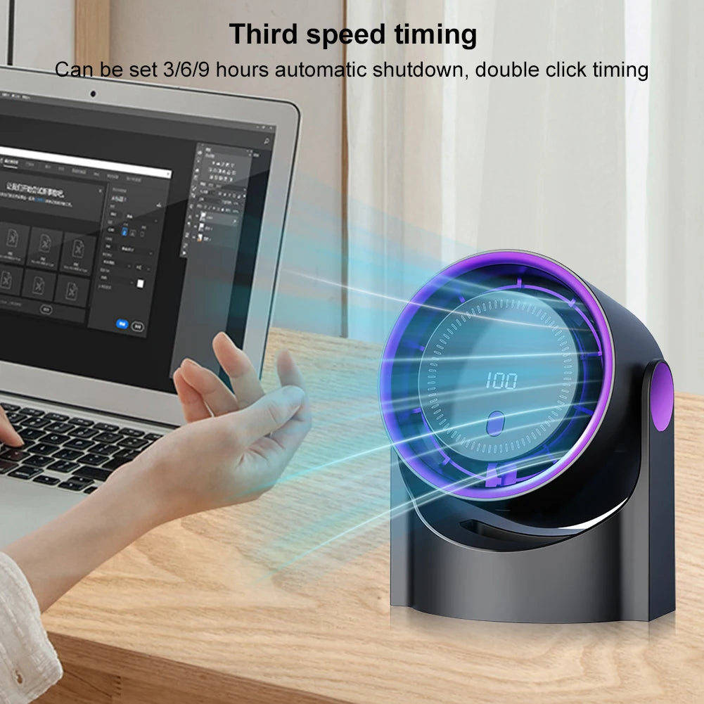 مروحة كهربائية ذكية 100 سرعة بدون شفرات، مروحة بدون شفرات، شحن USB، مروحة طاولة صامتة للمكتب والتخييم مثبتة على الحائط، مكيف هواء