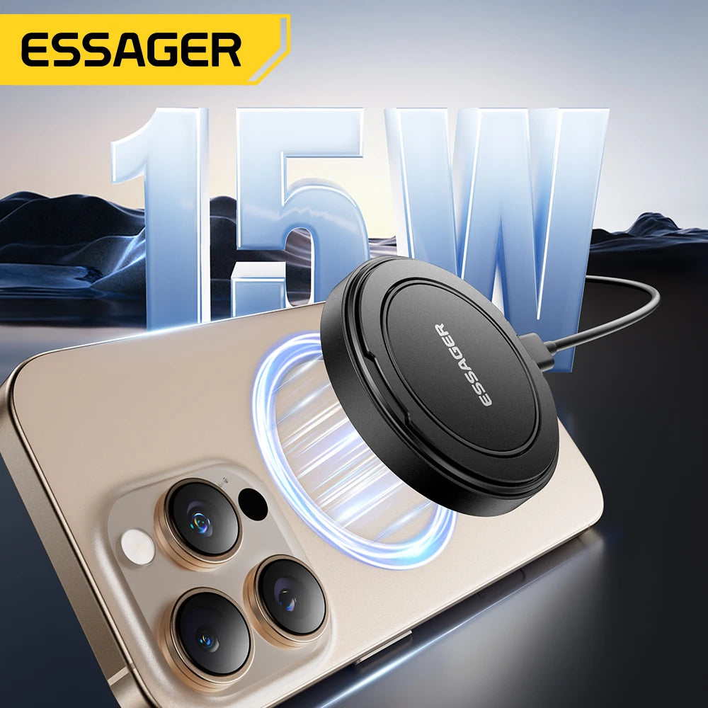 شاحن لاسلكي مغناطيسي Essager بقوة 15 واط، قاعدة شحن سريعة لهاتف iPhone 15 و 14 وسماعات Airpods، محطة إرساء شواحن هواتف USB إلى Type-C