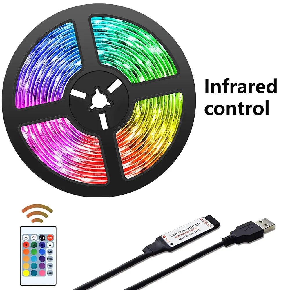 RGB 5050 Led Strip Lights Smart Home TV USB Wall Lamps Ramadan Decoration 2023 Bedroom Closets Aesthetic Room Decor Night Light