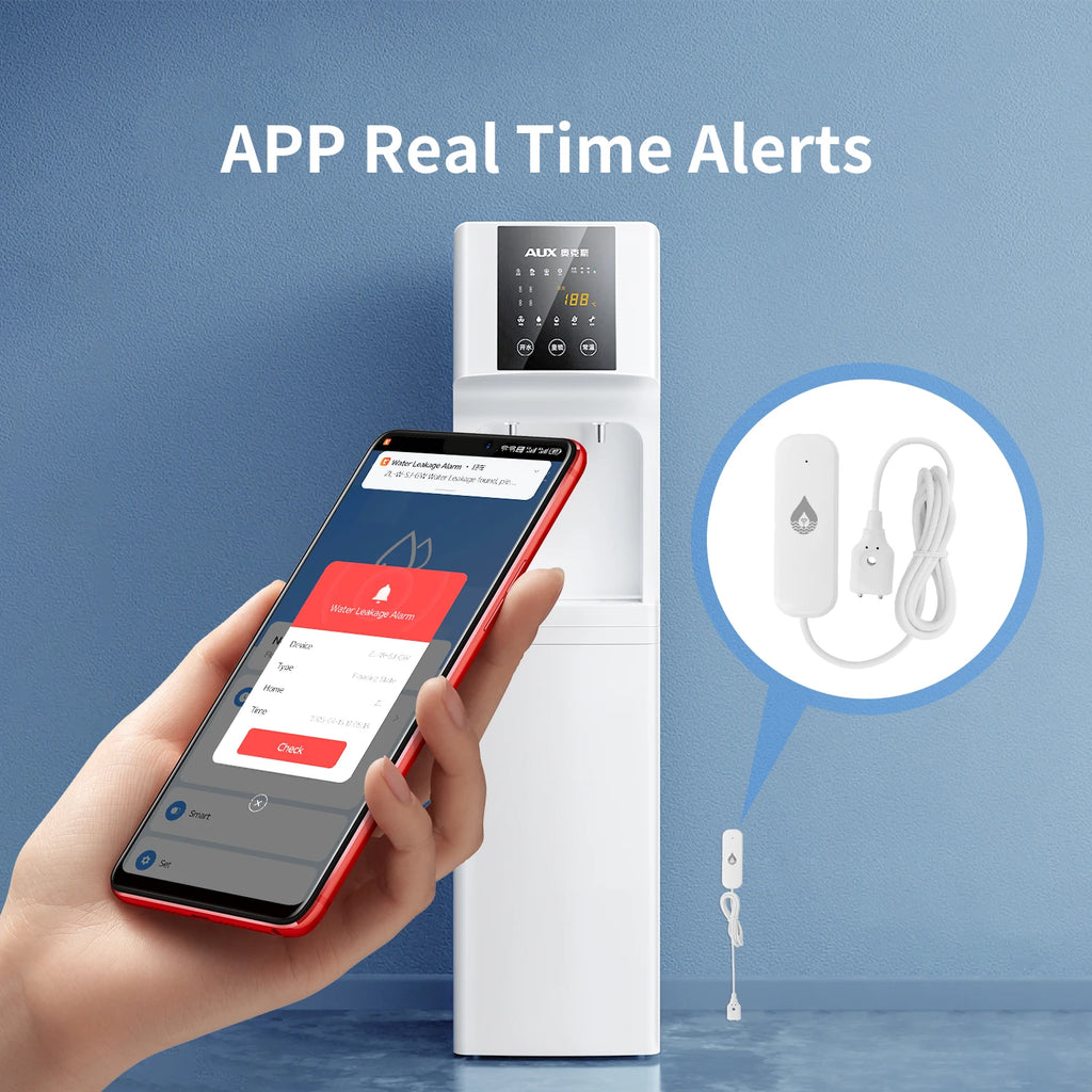 مستشعر تسرب المياه والفيضانات Tuya Zigbee WiFi إنذار تسرب المياه كاشف مستوى المياه تطبيق الحياة الذكية مراقبة عن بعد إنذار تسرب المياه السلامة