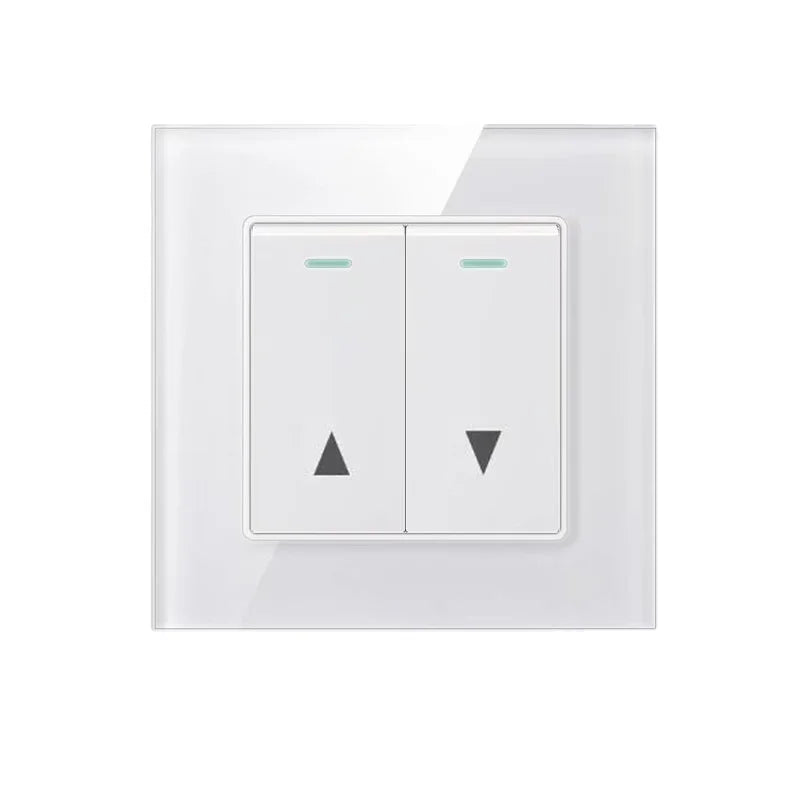 Electric curtain switch panel, type 86 up and down automatic reset shutter shutter switch AC110-250V